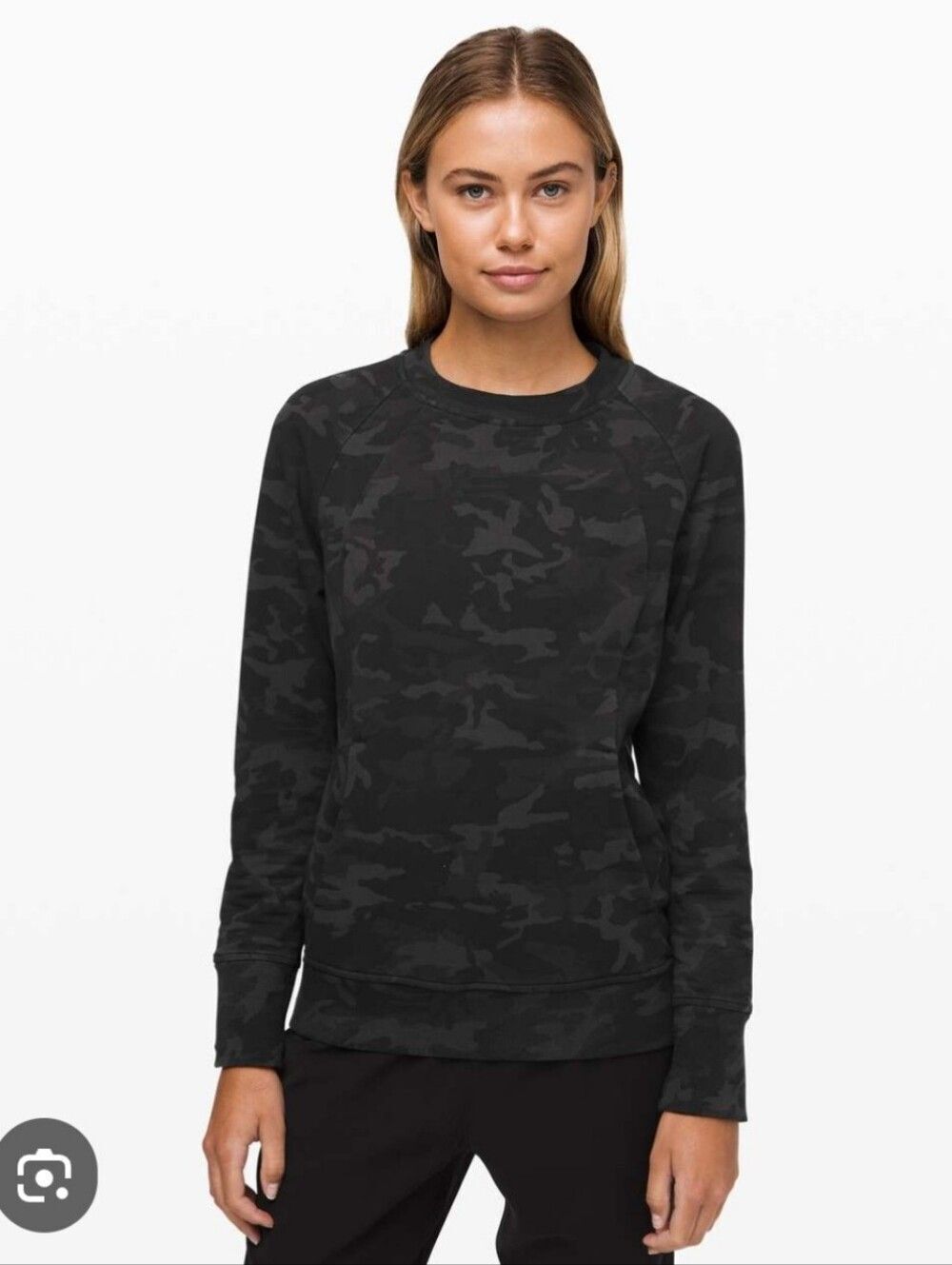 Lululemon Black Camo Crewneck Sweatshirt Euc Size 4